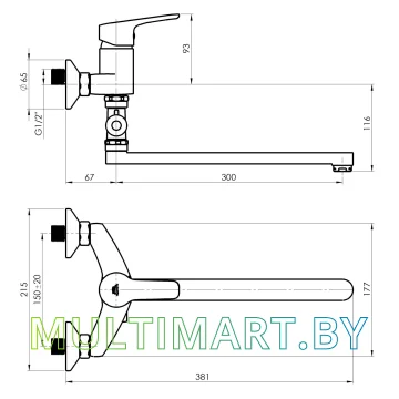 Смеситель Rubineta Uno-12/C (N2CD01) картинка 2